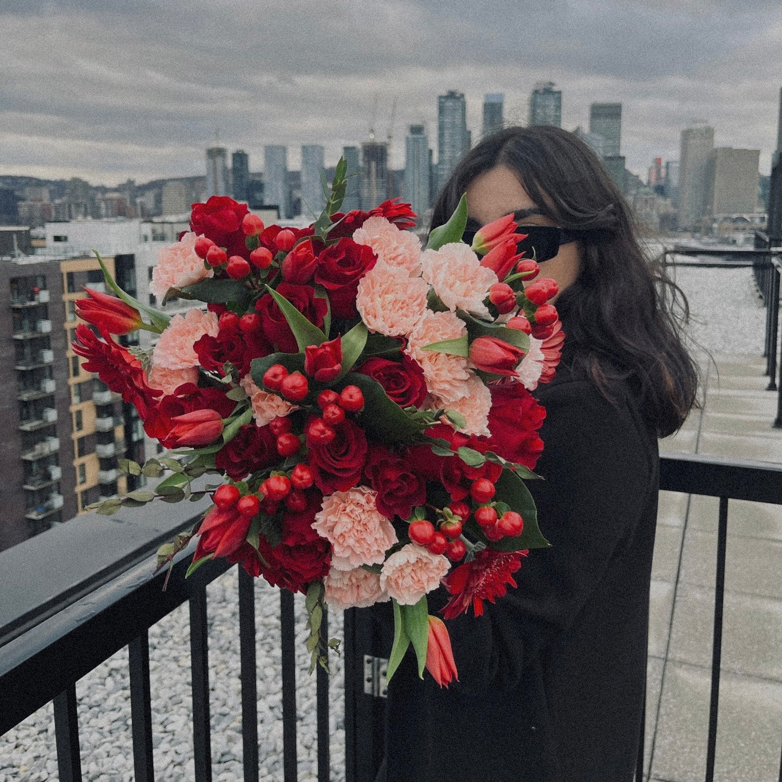"Passionate red rose bouquet wrapped in luxury paper, the perfect Valentine’s Day or romantic gift."
