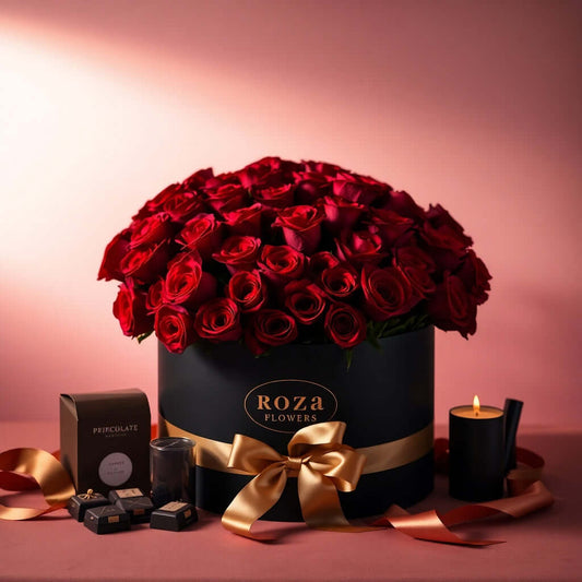 Elegant fresh flower arrangement in a stylish vase, featuring premium roses, orchids, and seasonal blooms – perfect for gifts and home decor.